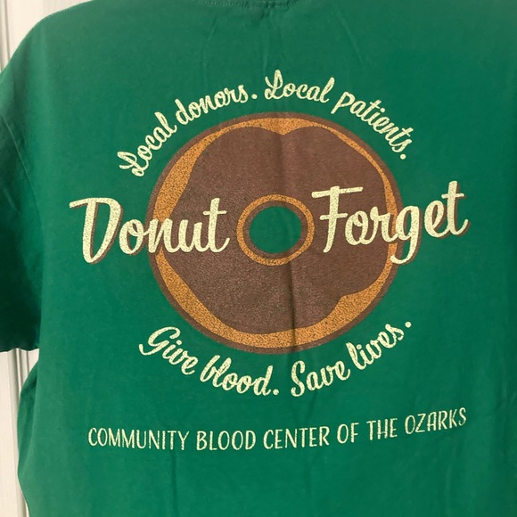 Delta soft 100% cotton tee shirt size large donut forget blood drive green - Picture 6 of 6